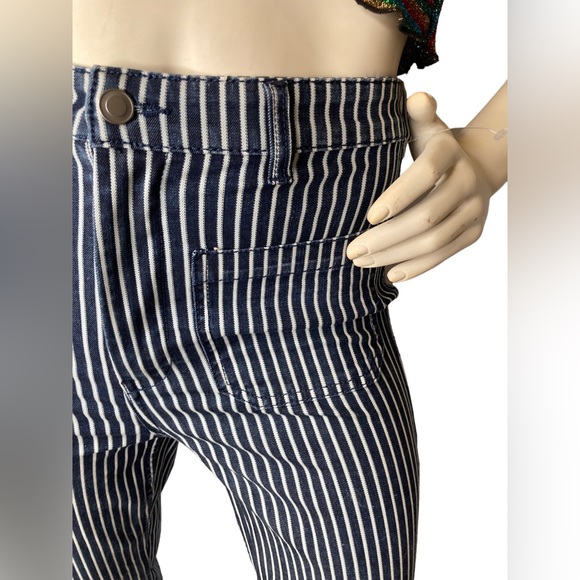 BBJ BOOM BOOM JEANS LOS ANGELES Navy Blue/White Wide Leg Flare Bell Bottom Jeans - Picture 5 of 8